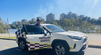 Protective Services Patrol Car and Officer